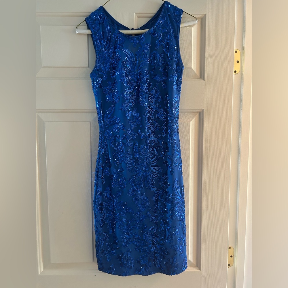 Maria Bonita Blue Sequin Dress. Size Small